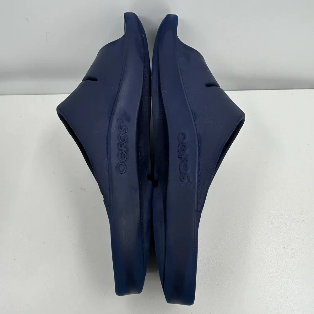 Oofos‎ OOahh Unisex Recovery Sandals Size Mens 10 Womens 12 Navy Blue Comfort